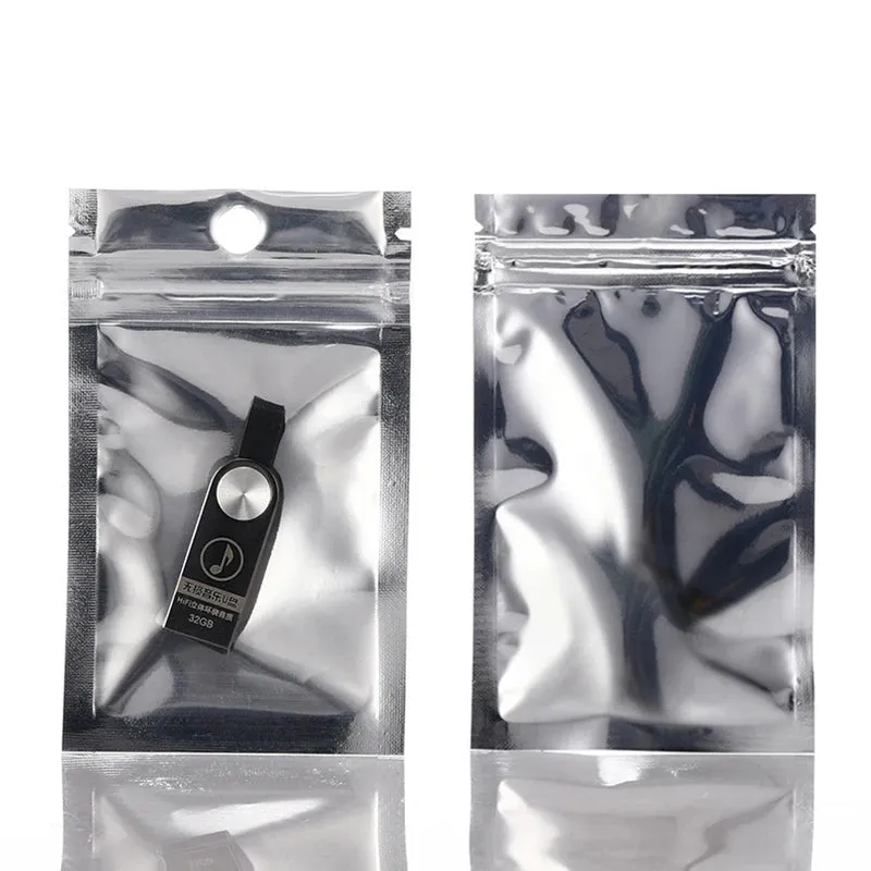 100 Pcs Food Smell Proof Mylar Bags Resealable Zip Lock Bags Aluminum Foil Holographic Packaging Pouch Bag With Clear Window