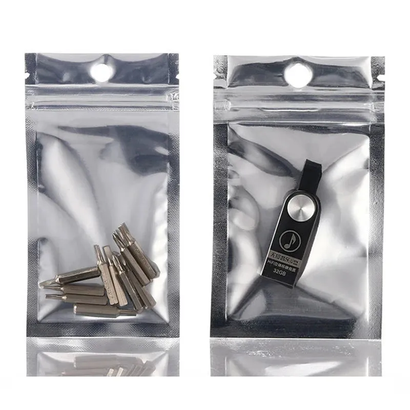 100 Pcs Food Smell Proof Mylar Bags Resealable Zip Lock Bags Aluminum Foil Holographic Packaging Pouch Bag With Clear Window