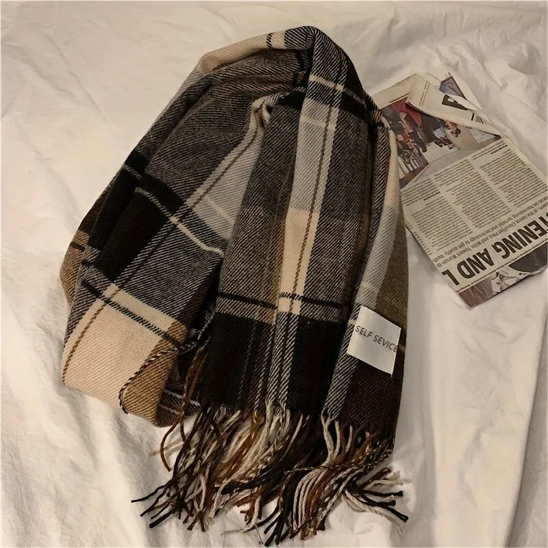 1pc Mens Winter Plaid Scarf - Soft, Warm, Coldproof, Versatile, Simple Shawl for Couples, Perfect for Outdoor Activities, Daily Wear, and Gift Giving