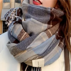 1pc Mens Winter Plaid Scarf - Soft, Warm, Coldproof, Versatile, Simple Shawl for Couples, Perfect for Outdoor Activities, Daily Wear, and Gift Giving