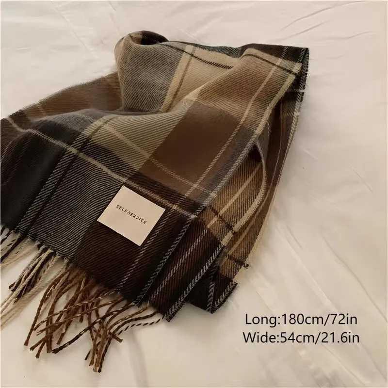 1pc Mens Winter Plaid Scarf - Soft, Warm, Coldproof, Versatile, Simple Shawl for Couples, Perfect for Outdoor Activities, Daily Wear, and Gift Giving