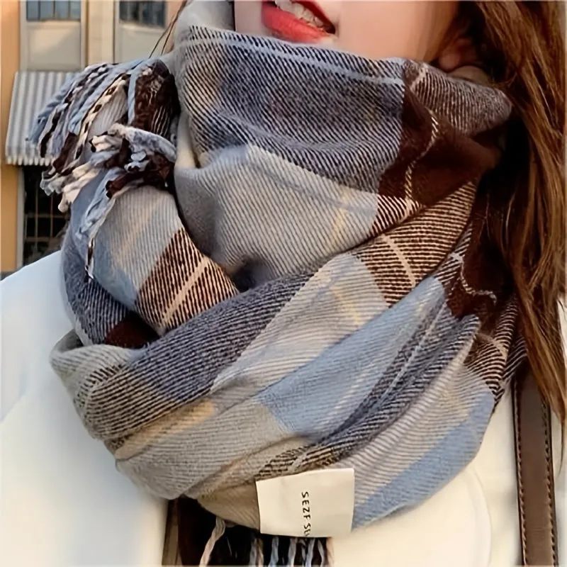 1pc Mens Winter Plaid Scarf - Soft, Warm, Coldproof, Versatile, Simple Shawl for Couples, Perfect for Outdoor Activities, Daily Wear, and Gift Giving