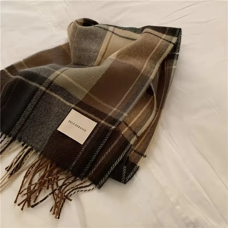 1pc Mens Winter Plaid Scarf - Soft, Warm, Coldproof, Versatile, Simple Shawl for Couples, Perfect for Outdoor Activities, Daily Wear, and Gift Giving