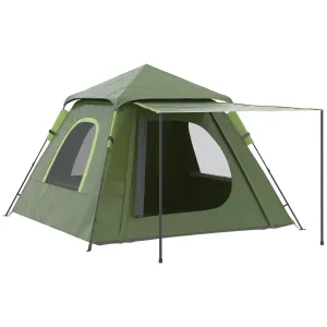 2-Person Camping Tent with Veranda, Windows and Zippered Door, 210x210x150 cm, Green