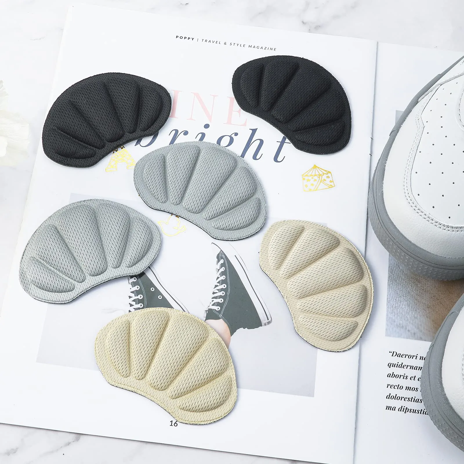 6pcs Sponge Heel Sticker Comfortable Sponge Heel Pad Self-Adhesive Shoe Protector Heel Grip, Suitable for Most Shoes for Women and Men (Beige, Black, Grey)