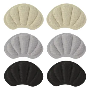 6pcs Sponge Heel Sticker Comfortable Sponge Heel Pad Self-Adhesive Shoe Protector Heel Grip, Suitable for Most Shoes for Women and Men (Beige, Black, Grey)