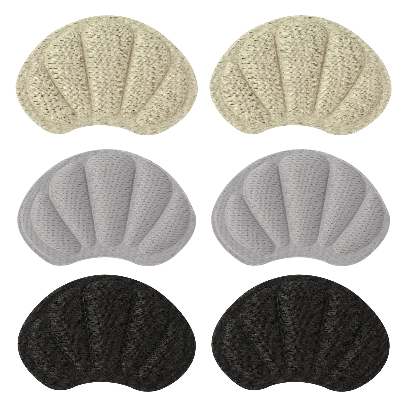 6pcs Sponge Heel Sticker Comfortable Sponge Heel Pad Self-Adhesive Shoe Protector Heel Grip, Suitable for Most Shoes for Women and Men (Beige, Black, Grey)
