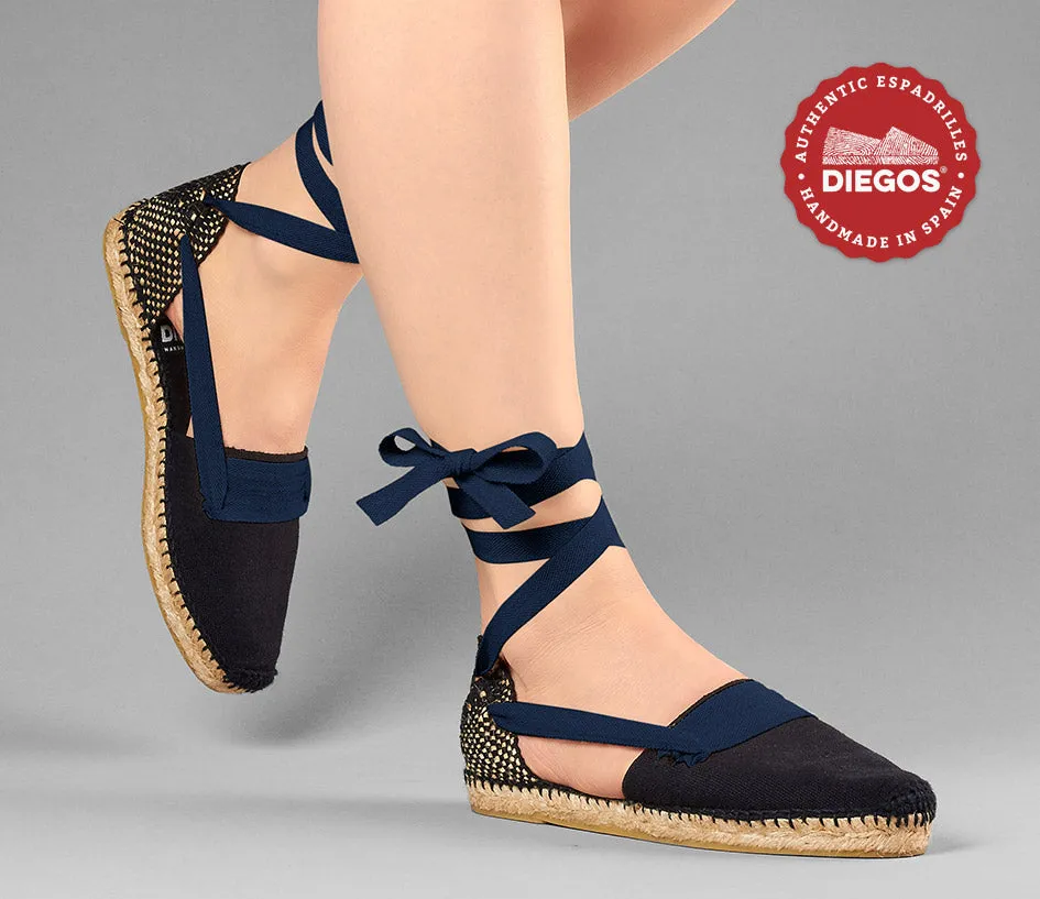 All black flat Lola Basque espadrilles