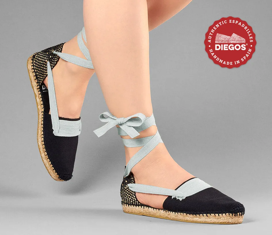All black flat Lola Basque espadrilles