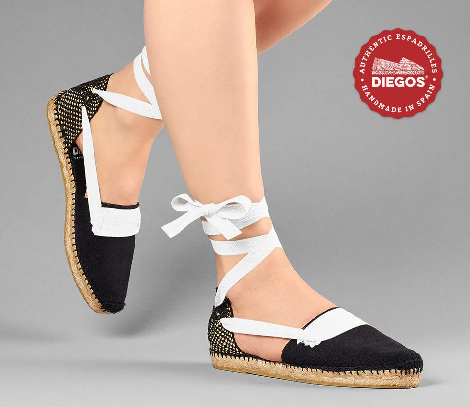 All black flat Lola Basque espadrilles