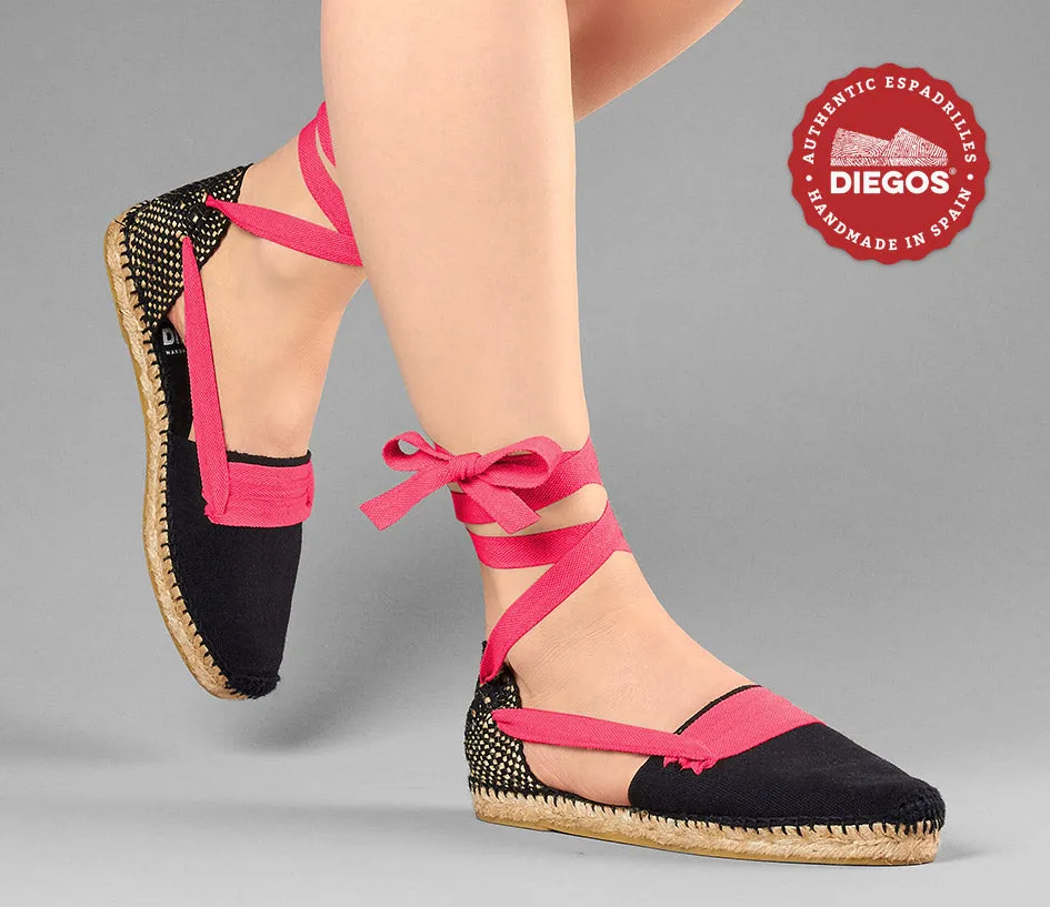All black flat Lola Basque espadrilles