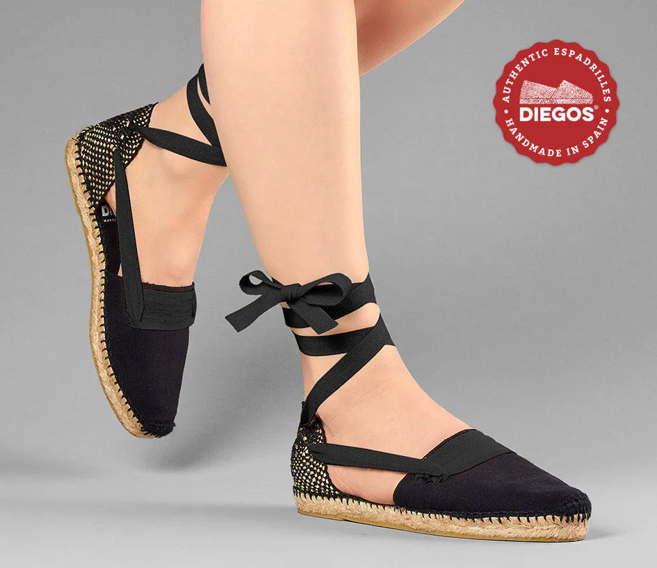 All black flat Lola Basque espadrilles