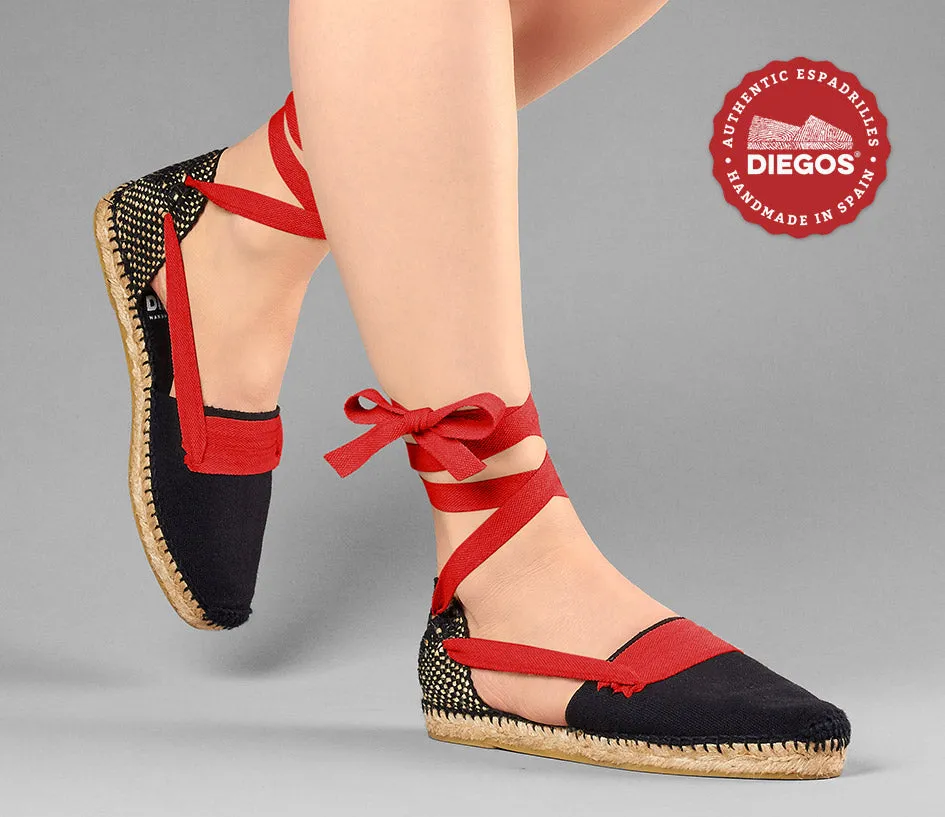 All black flat Lola Basque espadrilles