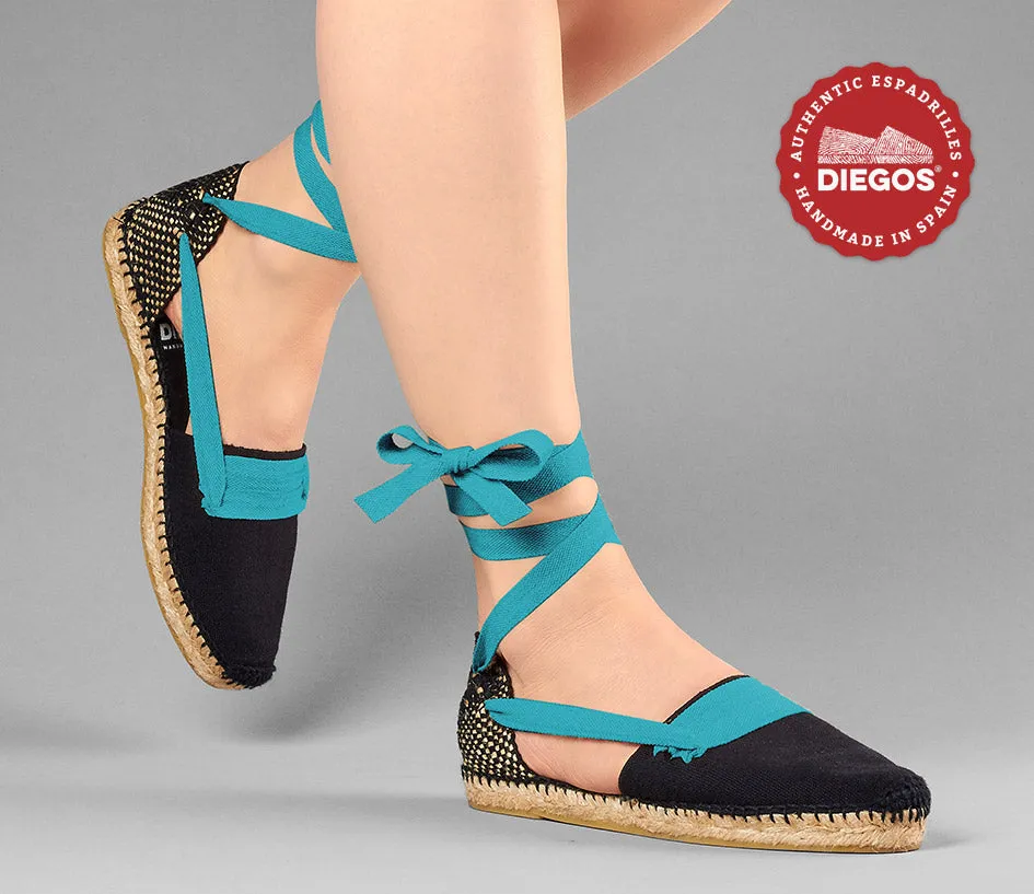 All black flat Lola Basque espadrilles