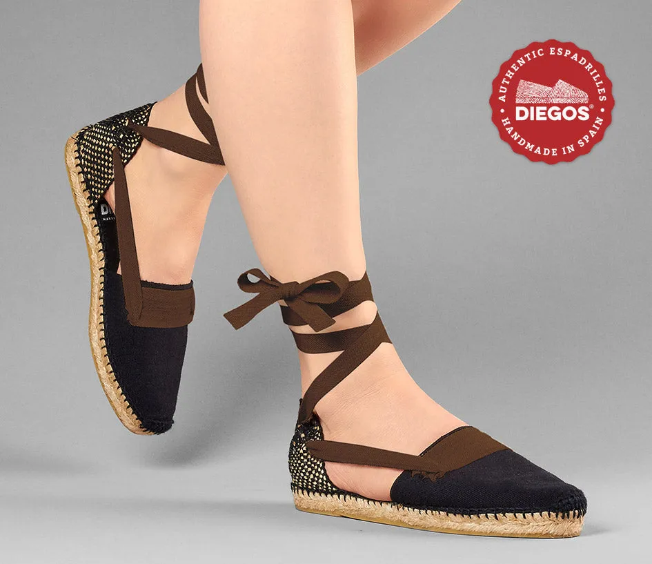 All black flat Lola Basque espadrilles