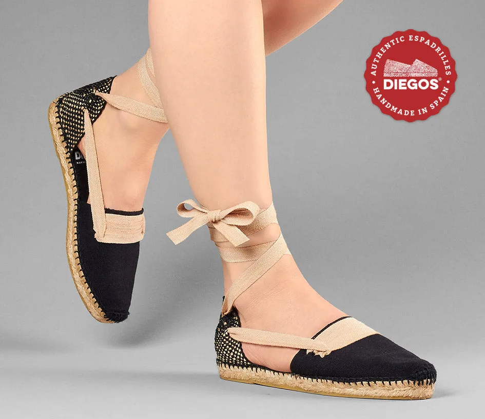 All black flat Lola Basque espadrilles