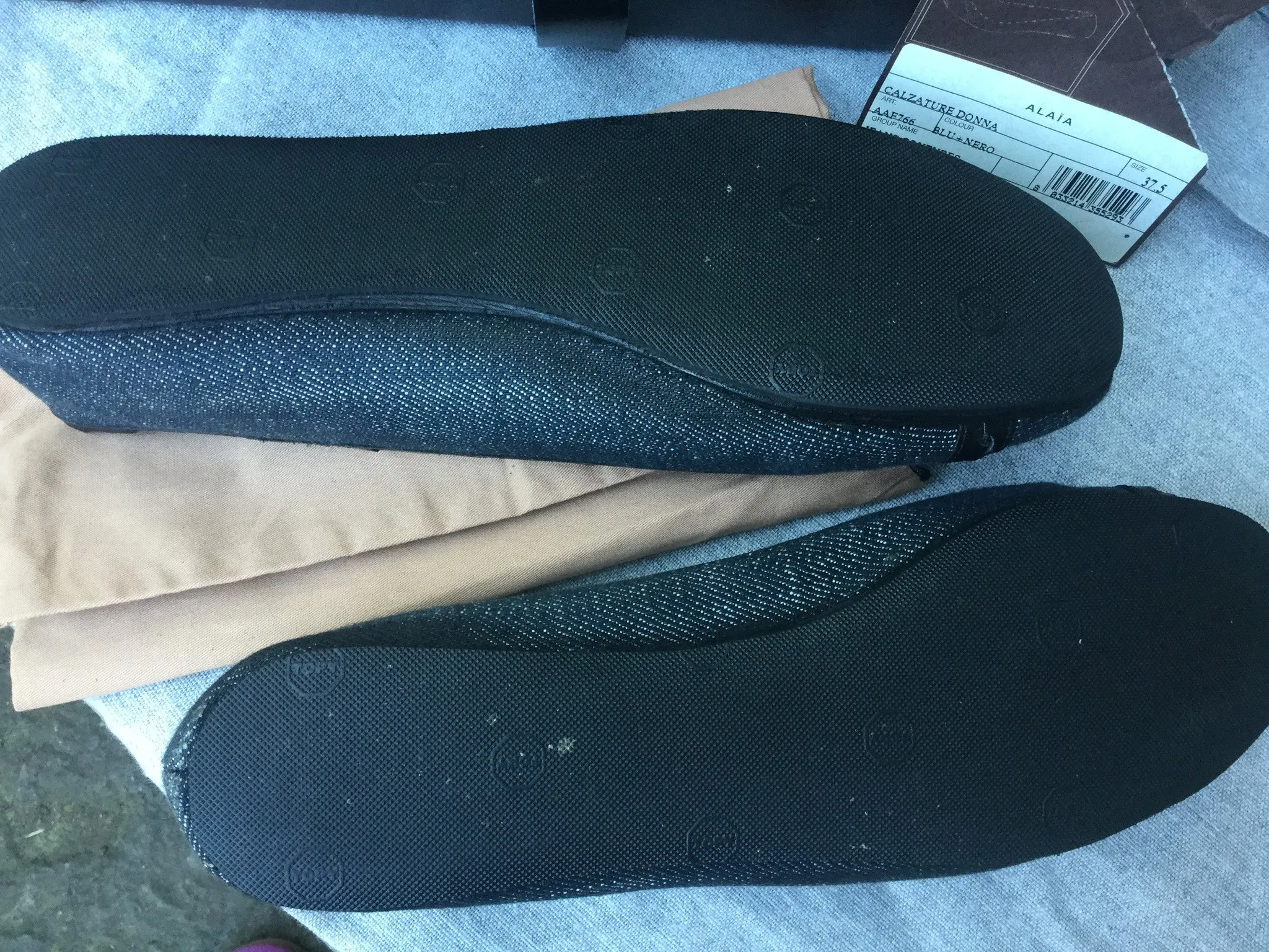Azzedine Alaïa Denim Jeans Ballet FLATS Shoes ~ 37 1/2 UK 4.5 US 7.5 Ladies