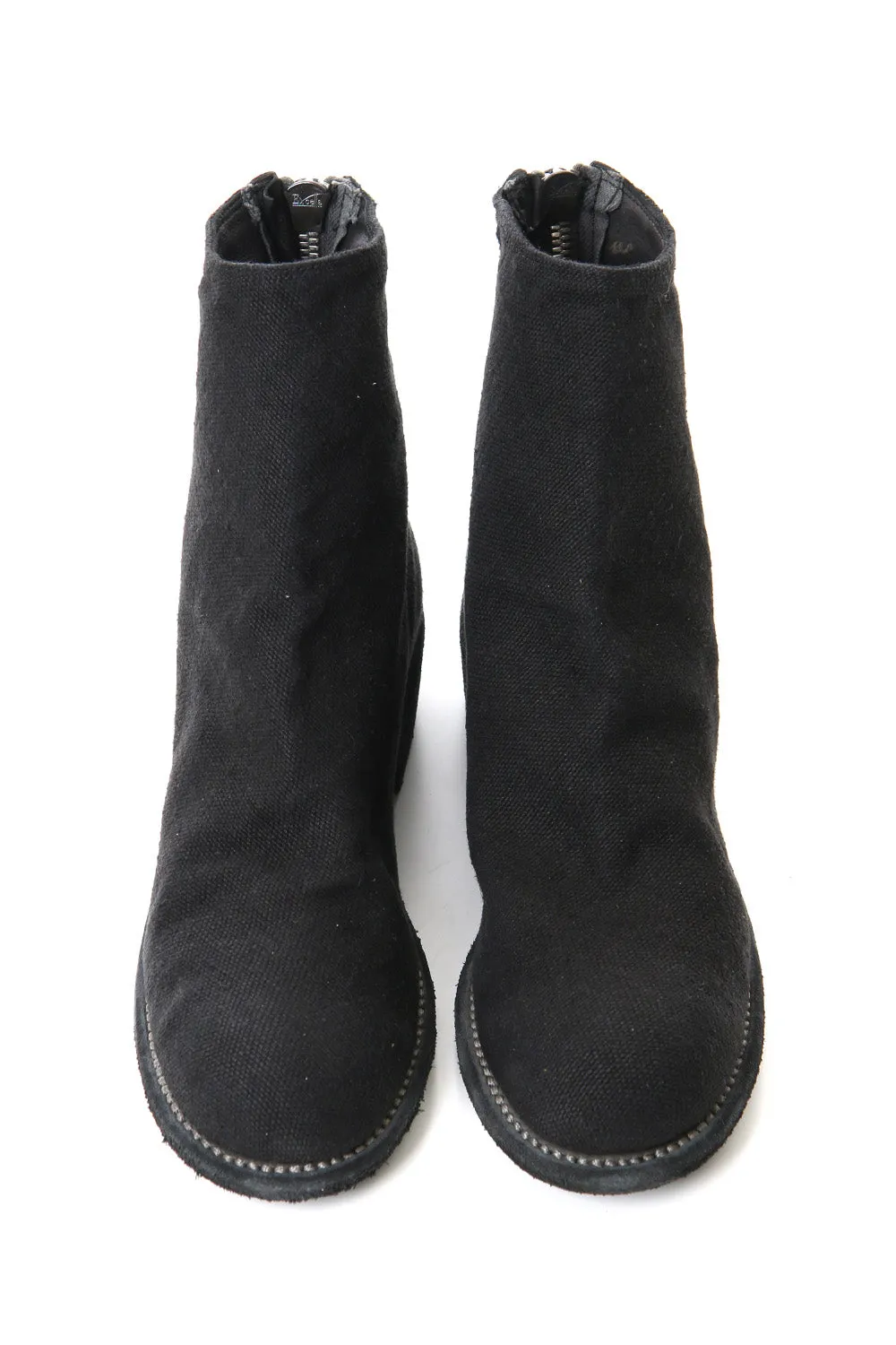 Back Zip Boots Double Heel Single Sole - Linen Canvas