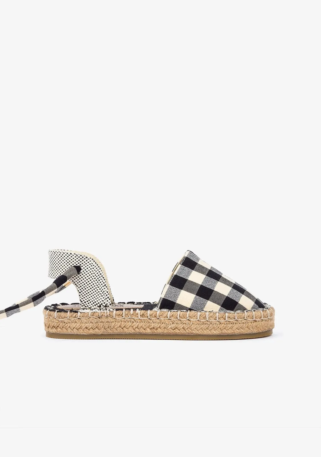 B&W Girl's Black Vichy Espadrilles