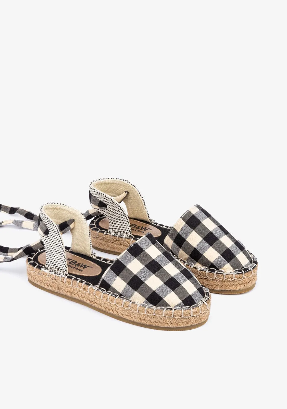 B&W Girl's Black Vichy Espadrilles