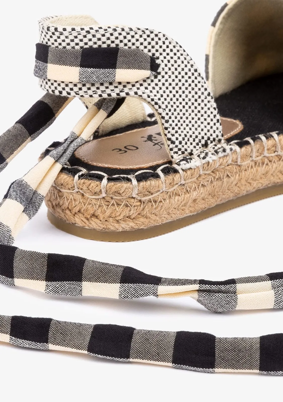 B&W Girl's Black Vichy Espadrilles