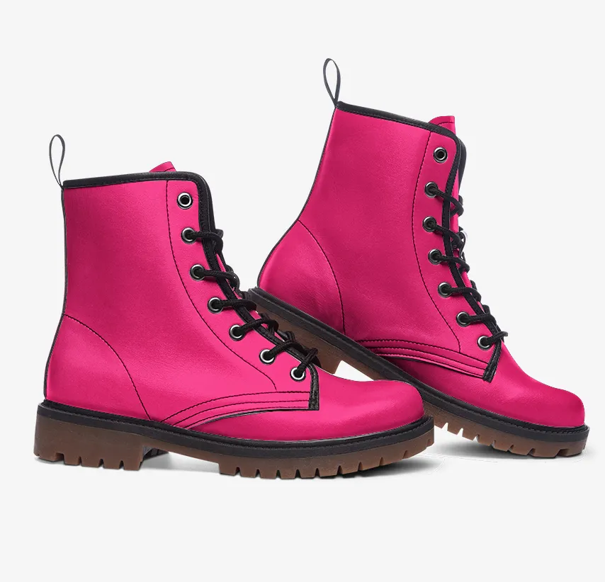Barbie Pink Vegan Leather boots（hot pink for women/men)