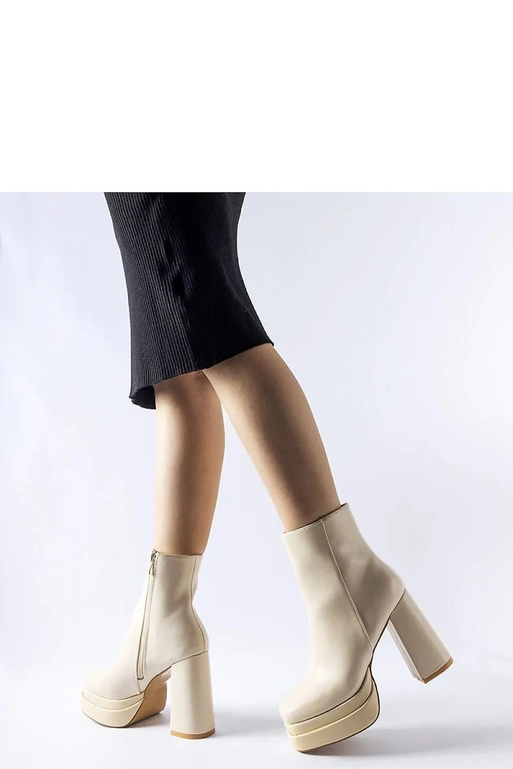 Beige high-heeled ankle boots