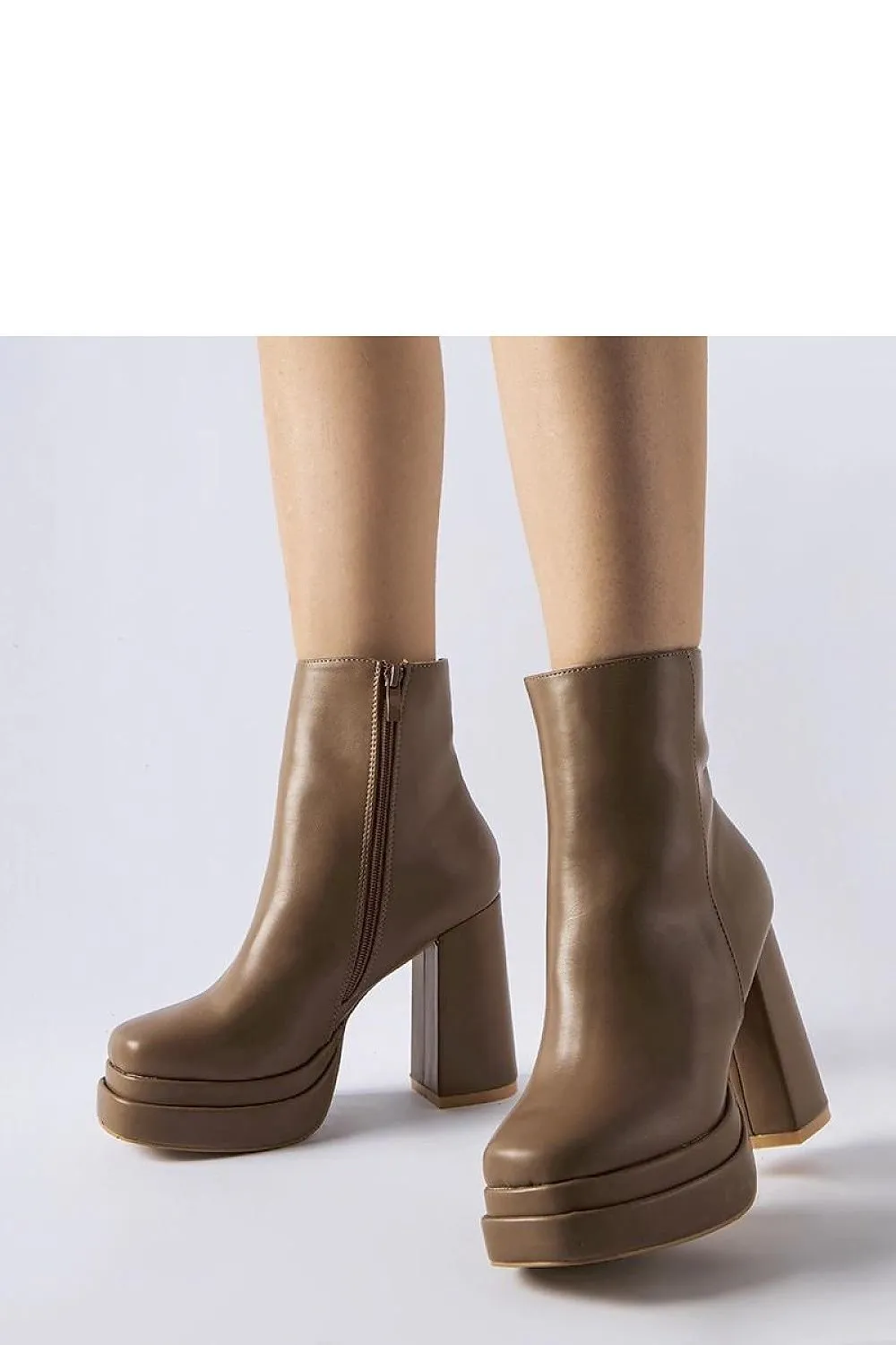 Beige high-heeled ankle boots