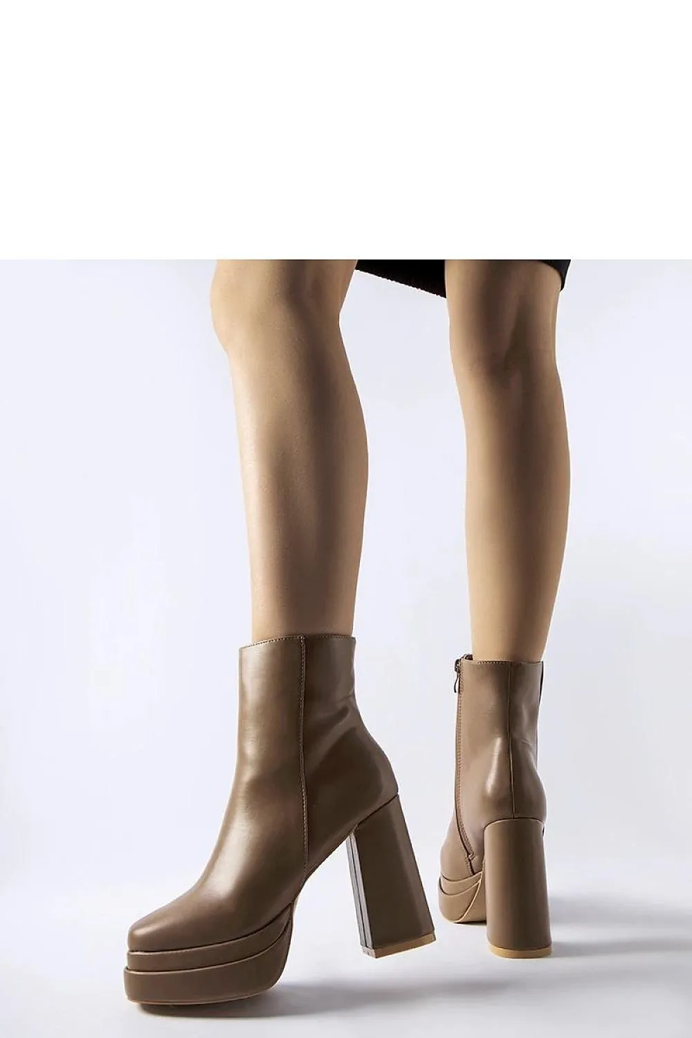 Beige high-heeled ankle boots