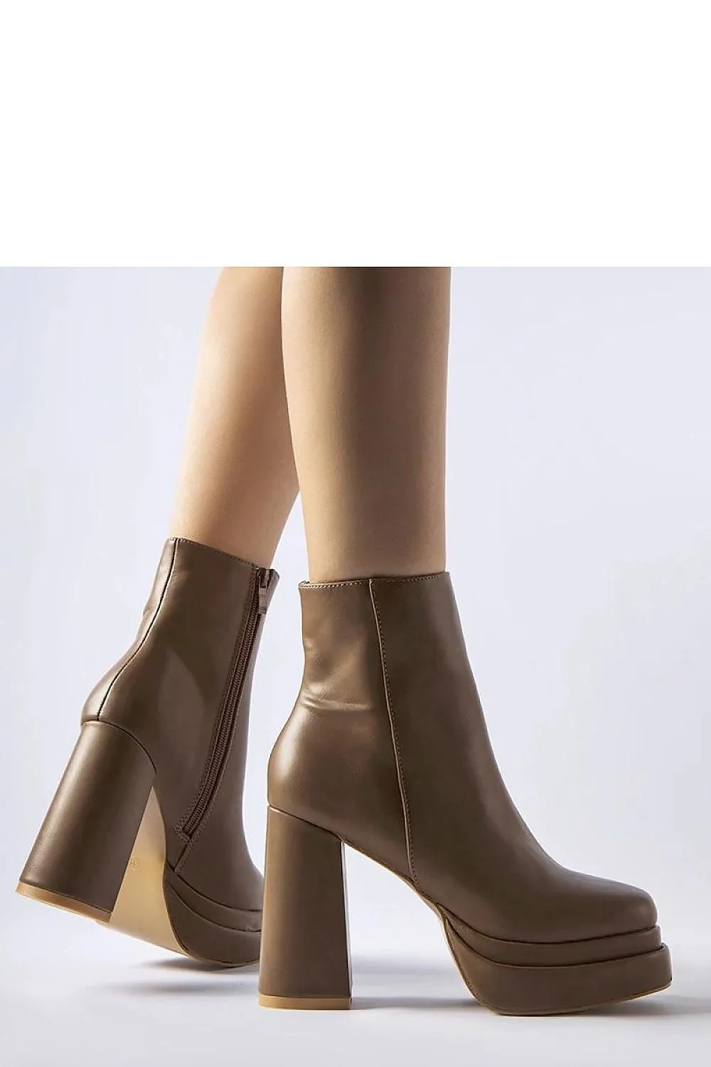 Beige high-heeled ankle boots