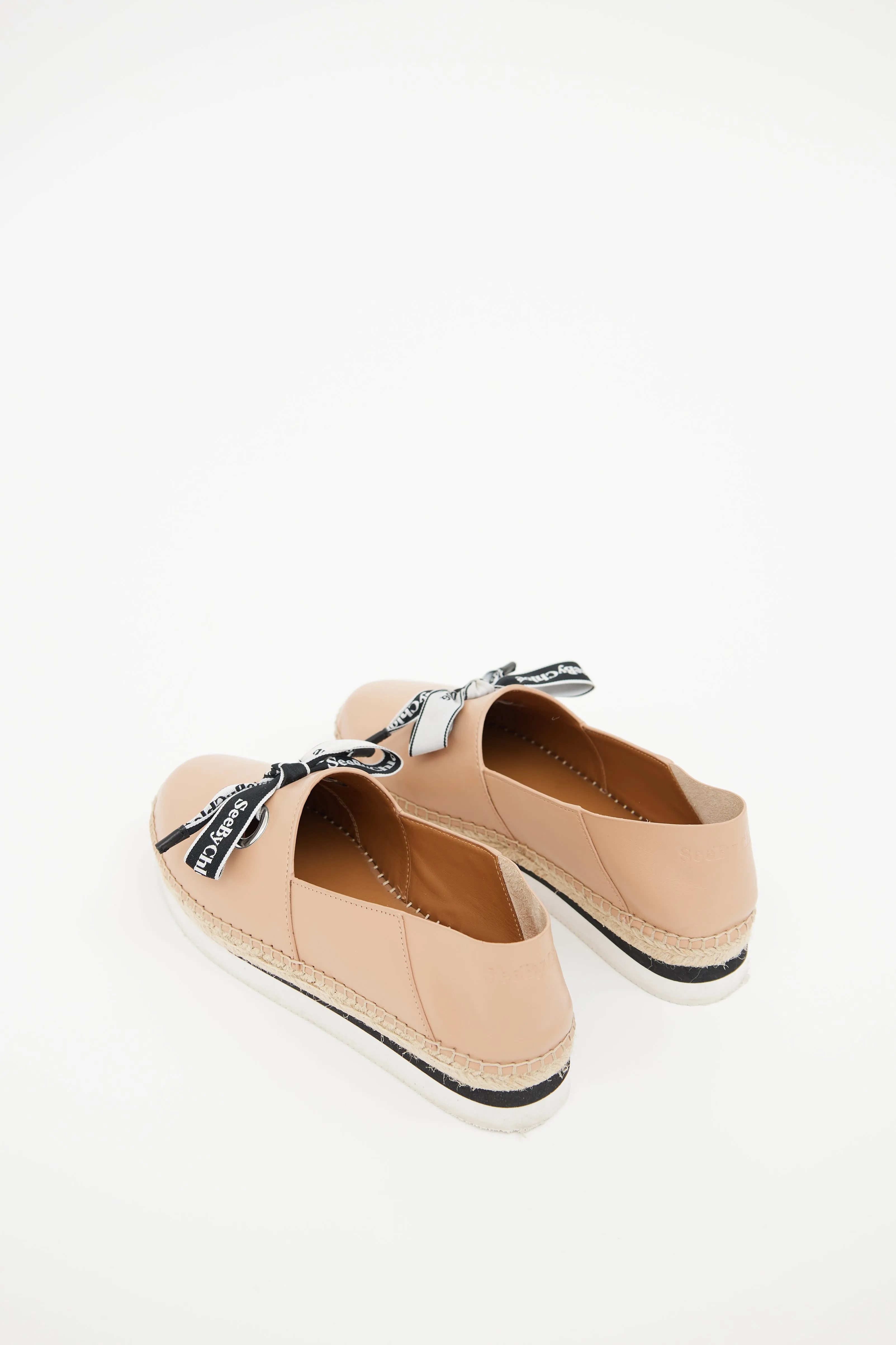 Beige Leather Espadrille