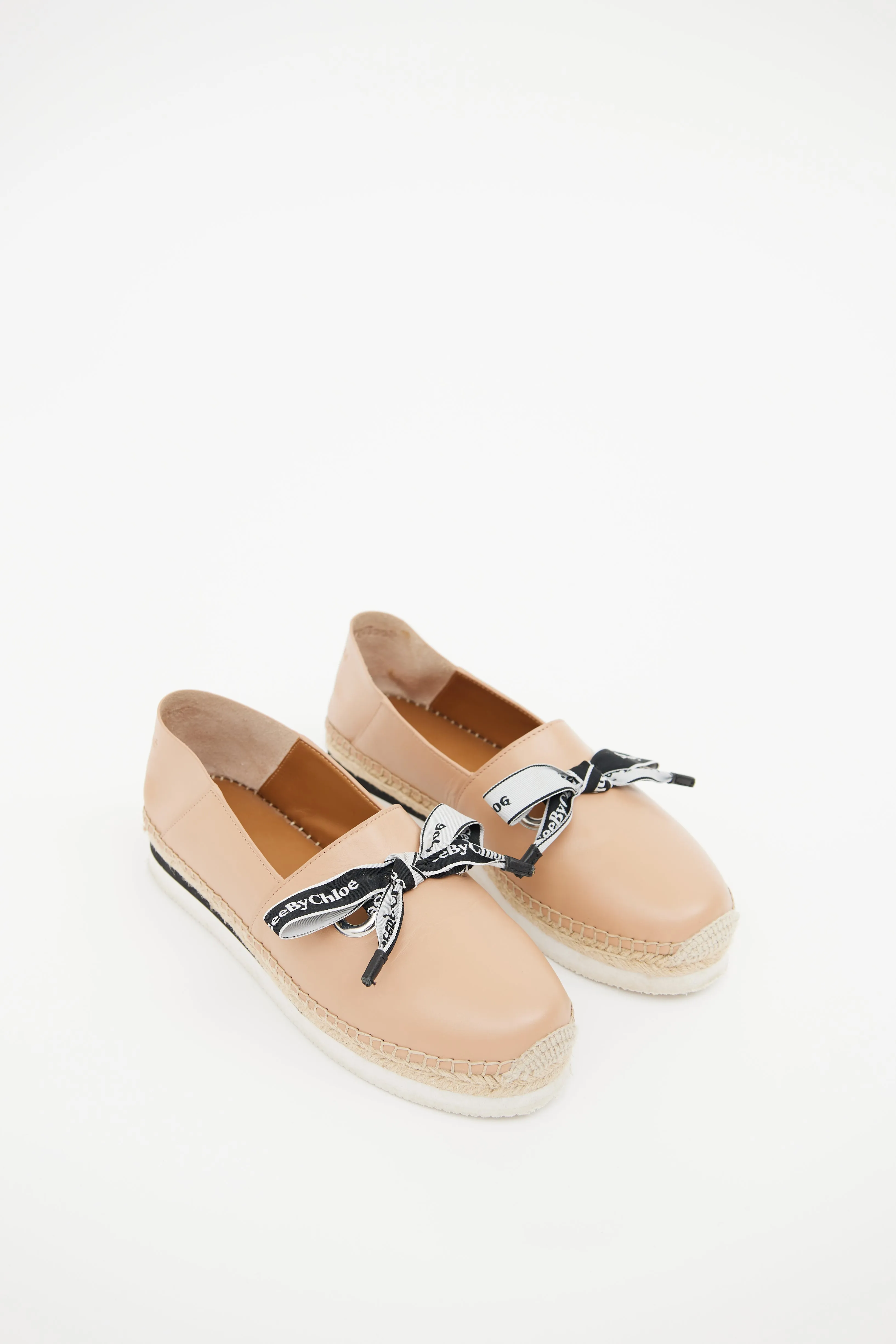 Beige Leather Espadrille