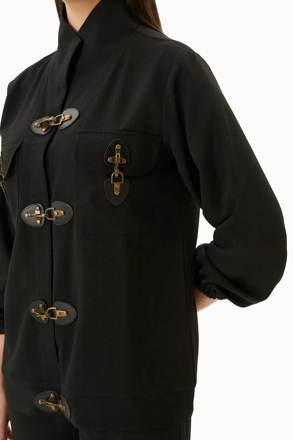Black Tracksuit with Metal Buckles