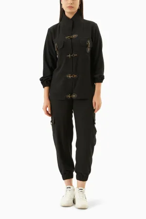 Black Tracksuit with Metal Buckles