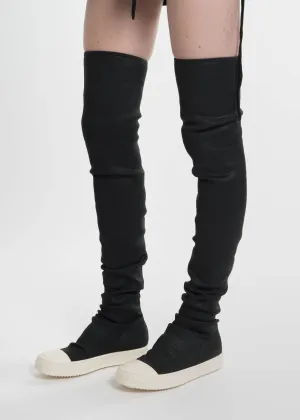 Black Waxed Denim Sneaker Boots