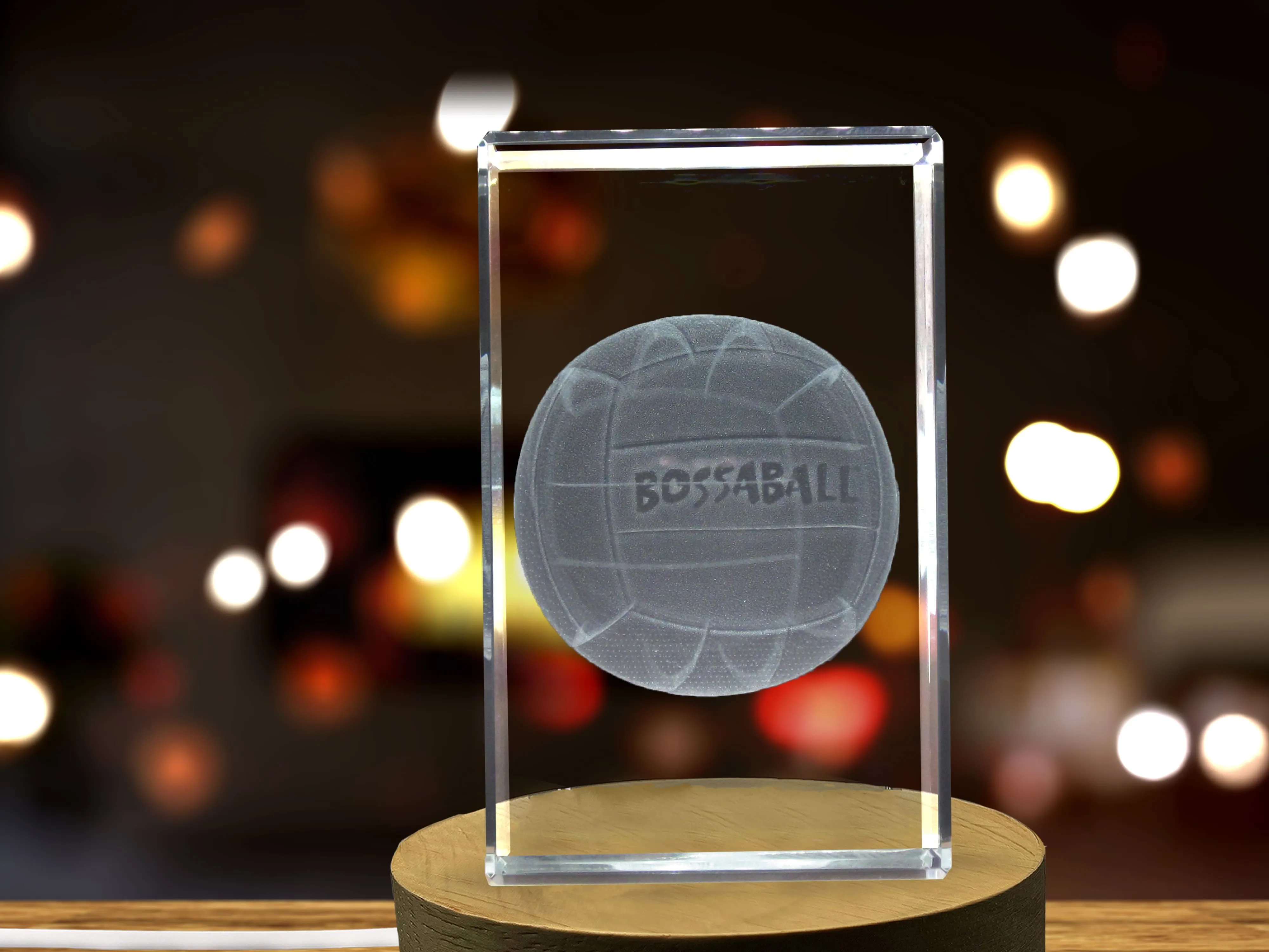 Bossaball 3D Engraved Crystal Keepsake/Souvenir   FREE LED Base - Unique Gift for Bossaball Enthusiasts