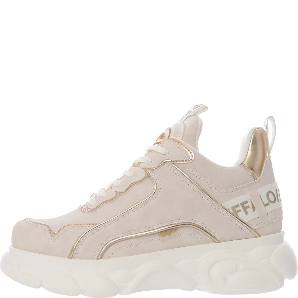 Buffalo Womens White And Gold Cld Chai Vegan Chunky Trainers