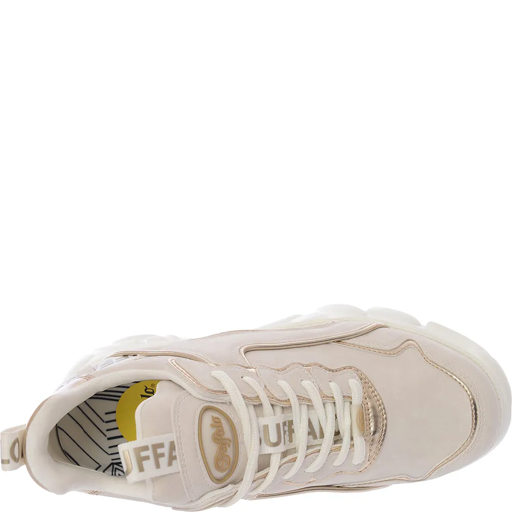 Buffalo Womens White And Gold Cld Chai Vegan Chunky Trainers