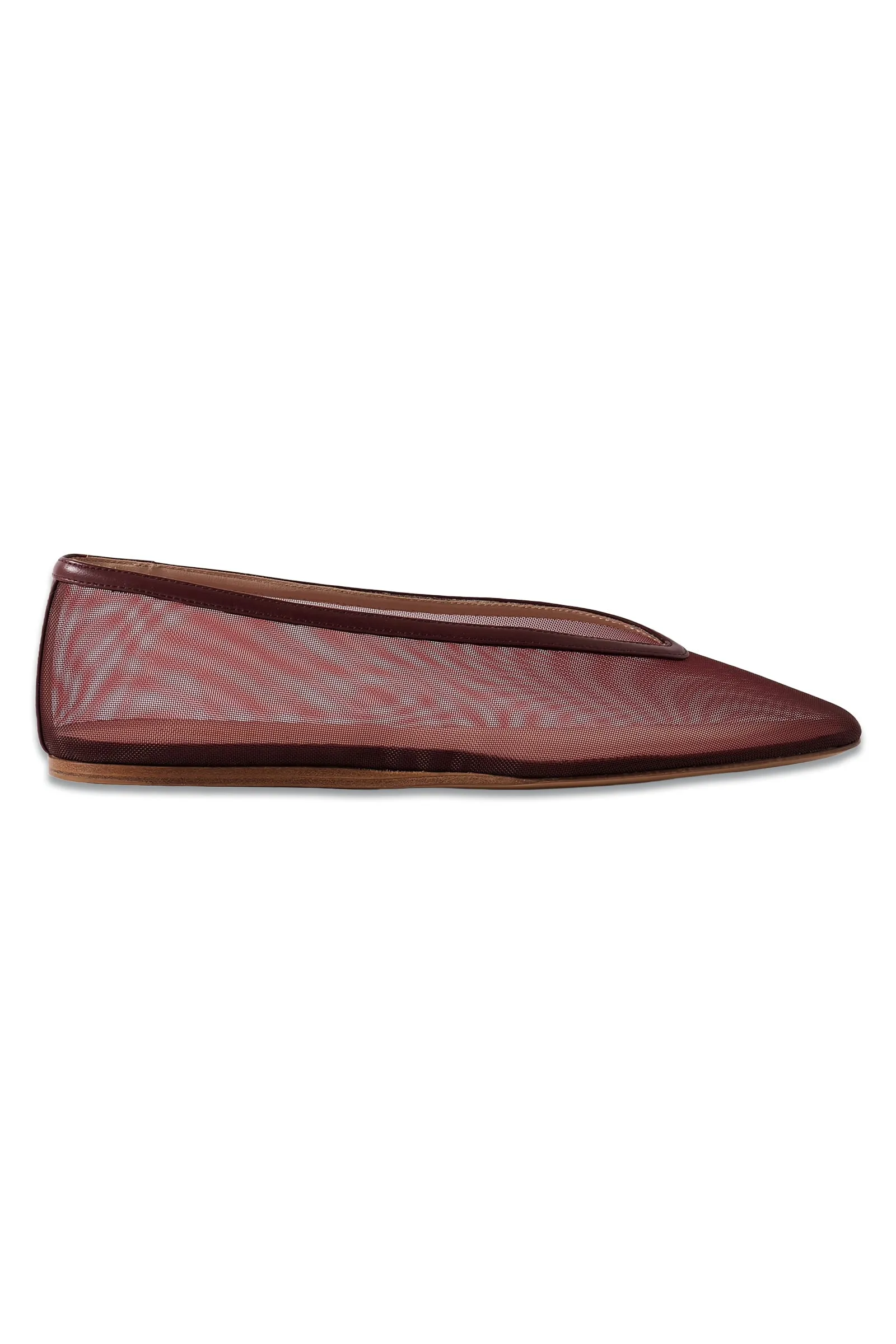 Burgundy Luna Leather-trimmed Mesh Ballet Flats