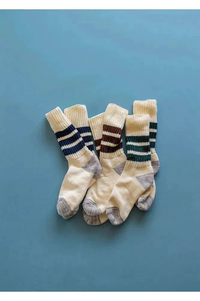 Coarse Ribbed Old-School Crew Socks - Brown