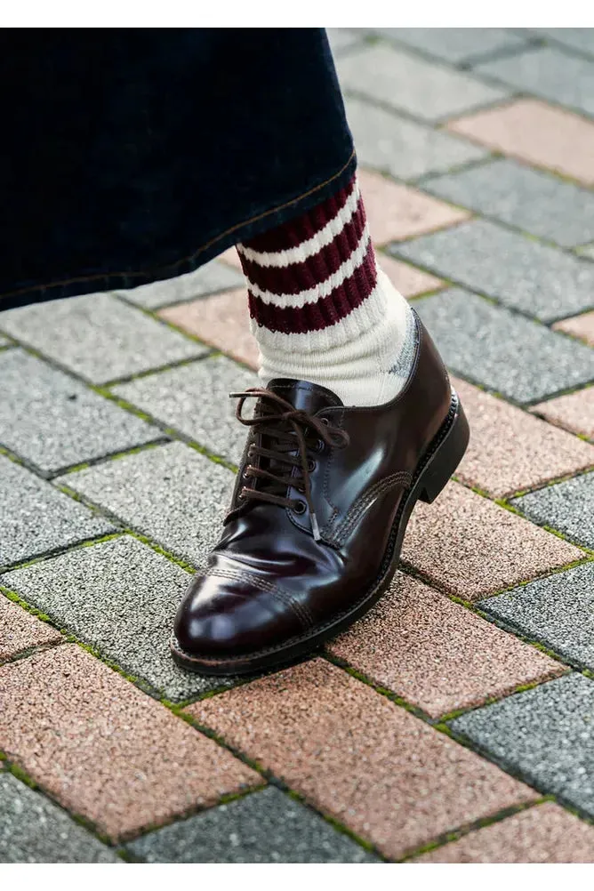 Coarse Ribbed Old-School Crew Socks - Brown