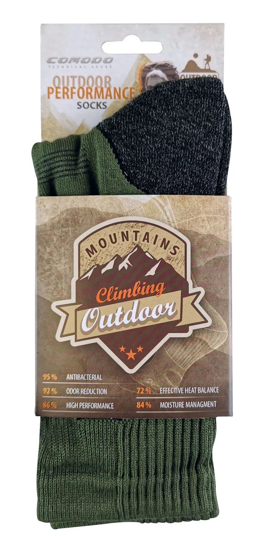 COMODO - Trekking Performance Socks (3-5.5 / Khaki Green - Black)