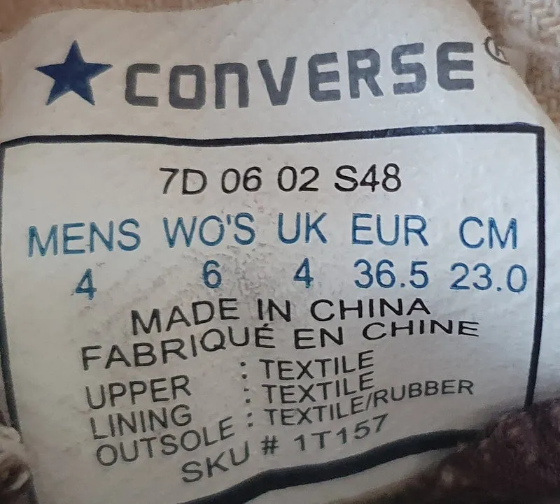 Converse Chuck Taylor All Star Low Trainers UK4/US6/EU36.5 1T157 Brown