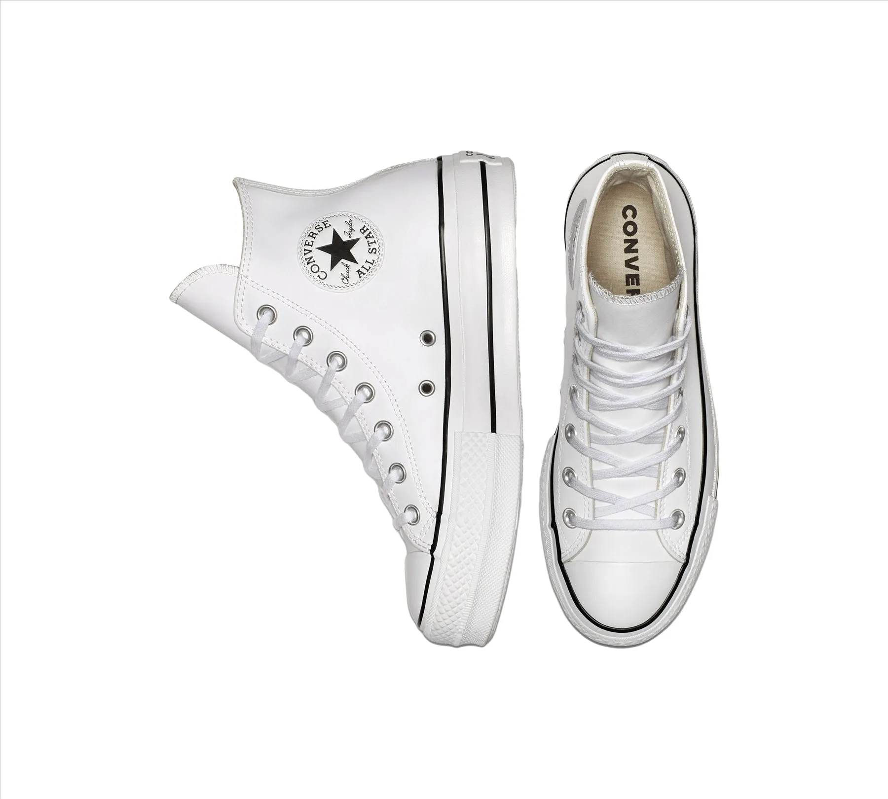 Converse Chuck Taylor All Star Platform Leather 561676C Shoes White UK 3-8