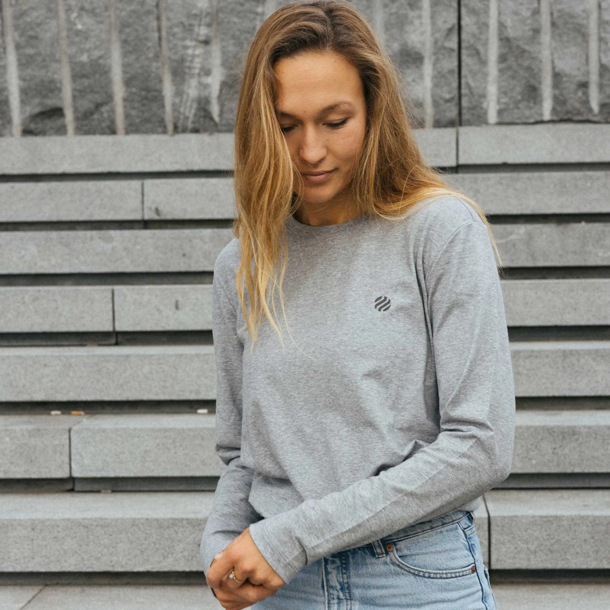 COOLEVER Longsleeve reflective Logo Ball, heather melange