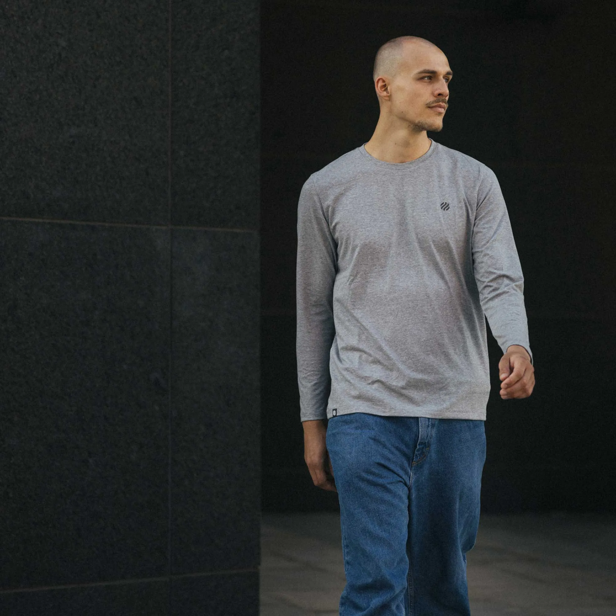 COOLEVER Longsleeve reflective Logo Ball, heather melange