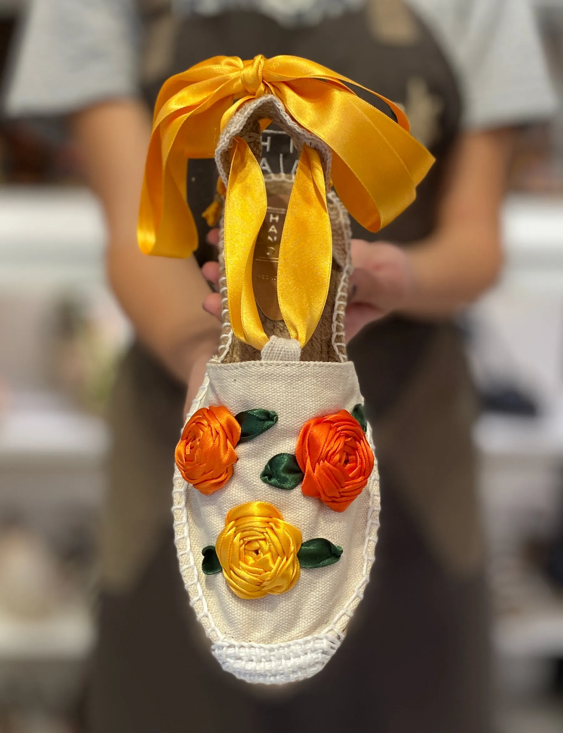 Custom-made Espadrilles Flat Classic Orange Flowers