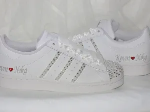 Custom Personalised Bridal Crystal & Pearl Adidas Trainers