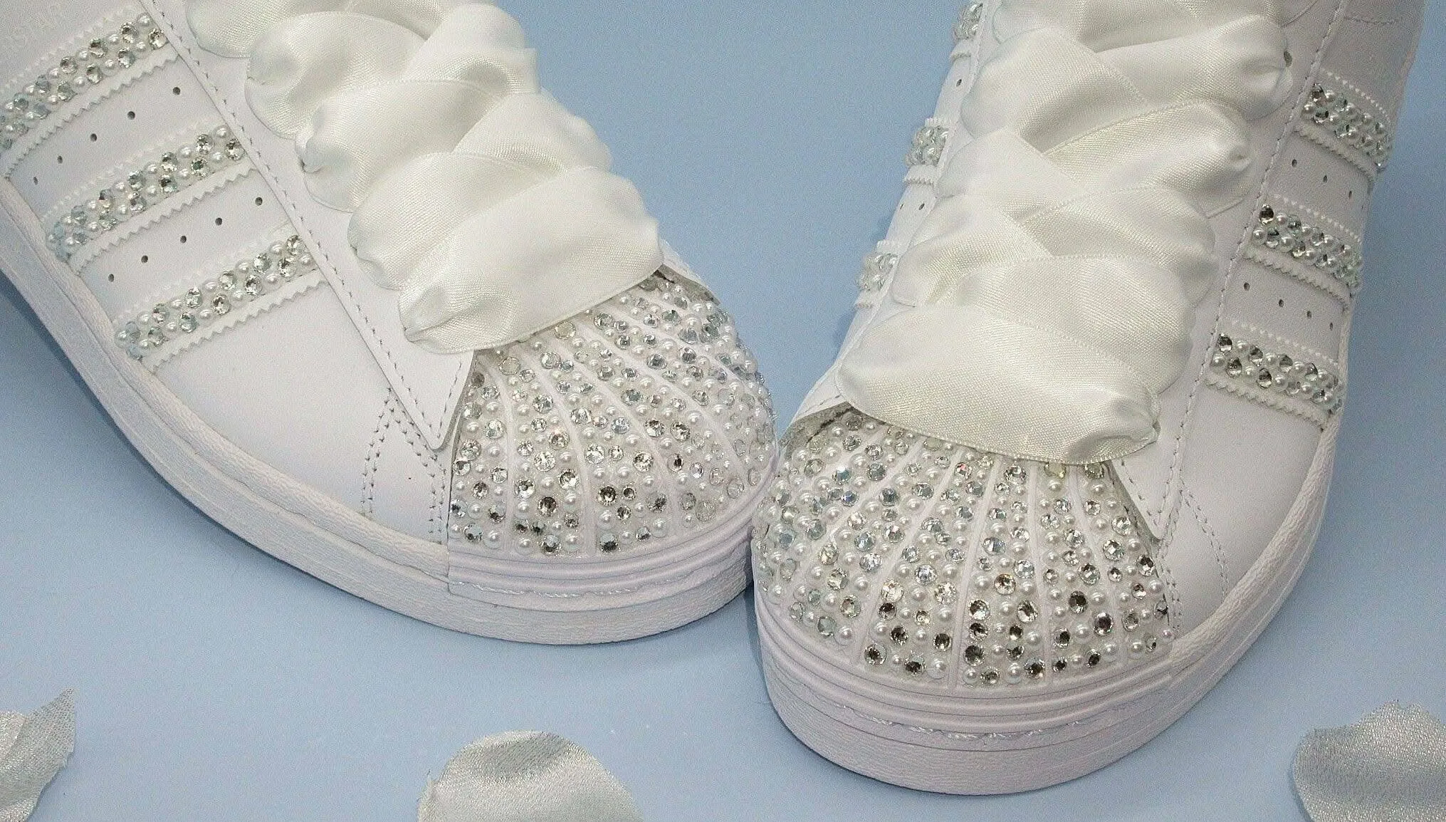 Custom Personalised Bridal Crystal & Pearl Adidas Trainers