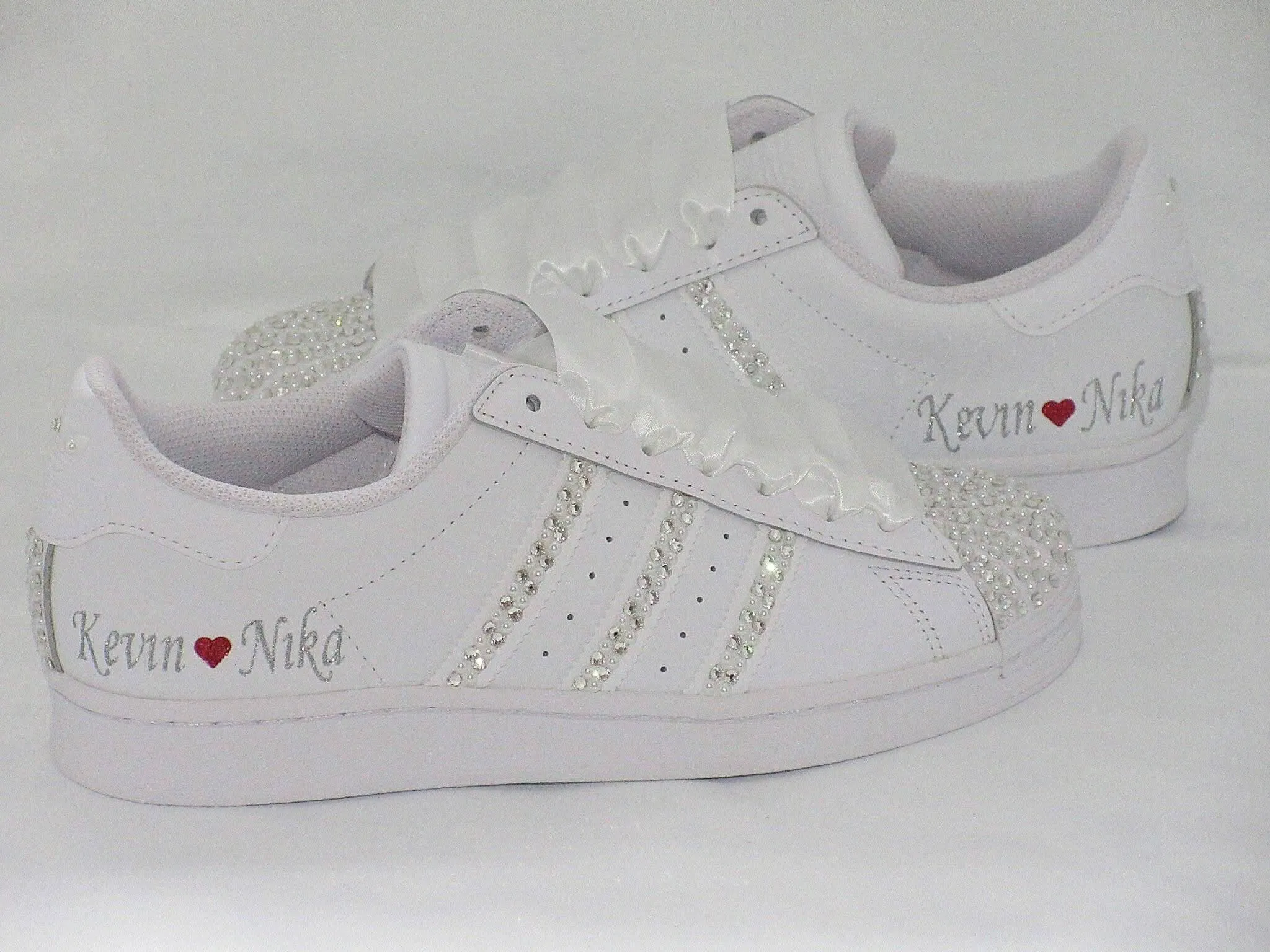 Custom Personalised Bridal Crystal & Pearl Adidas Trainers